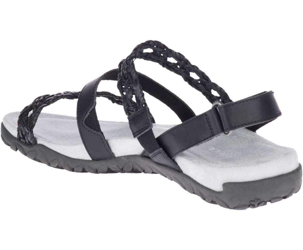 Merrell Sandals White/Black - Terran Braid Slingback - Womens 69VKYXOTR